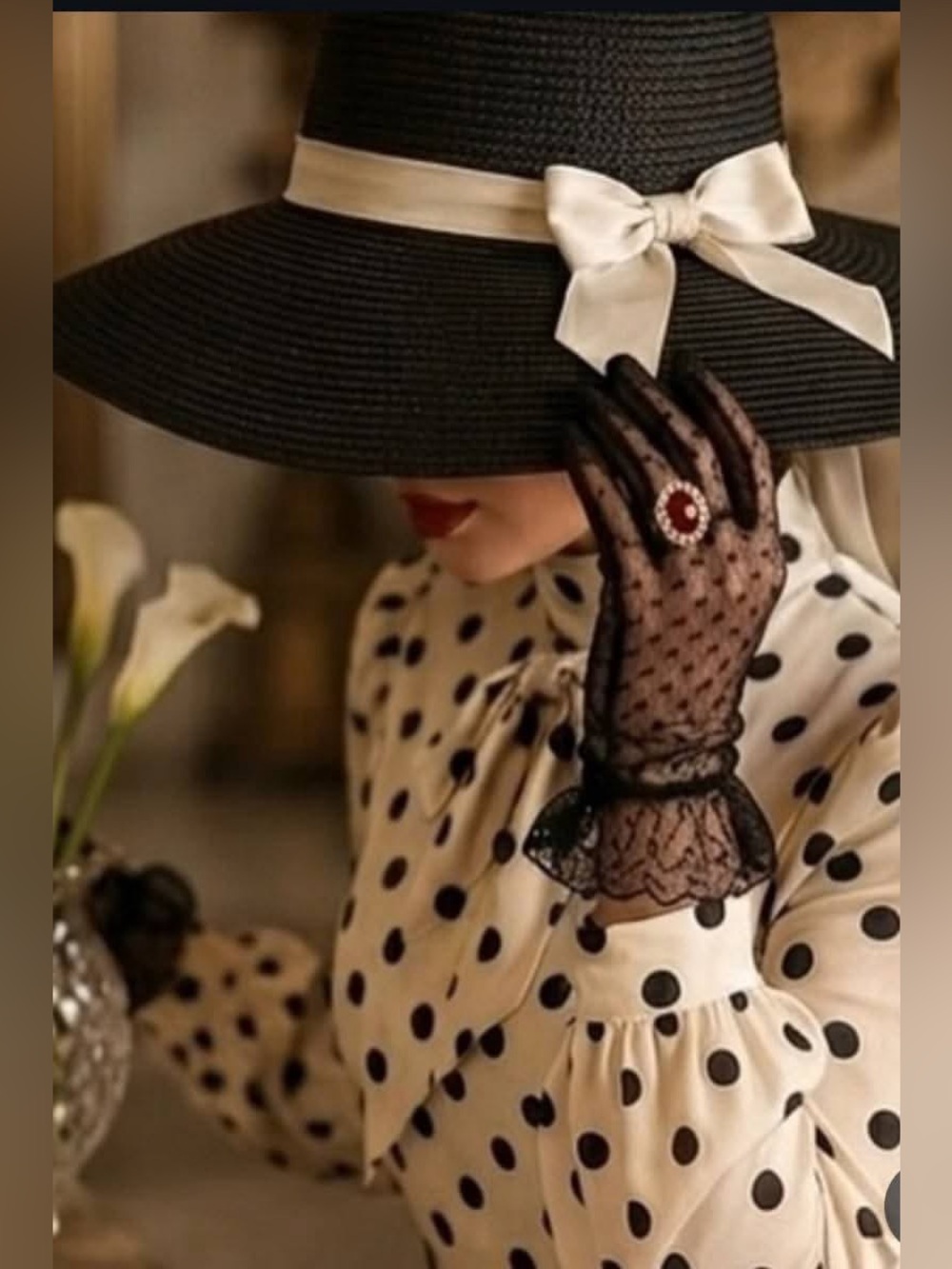 AFRM White Dress with Black Polka Dots
